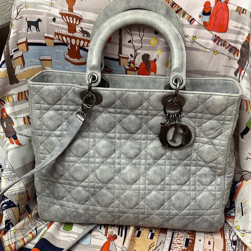 Dior Gray Quilted Satchel